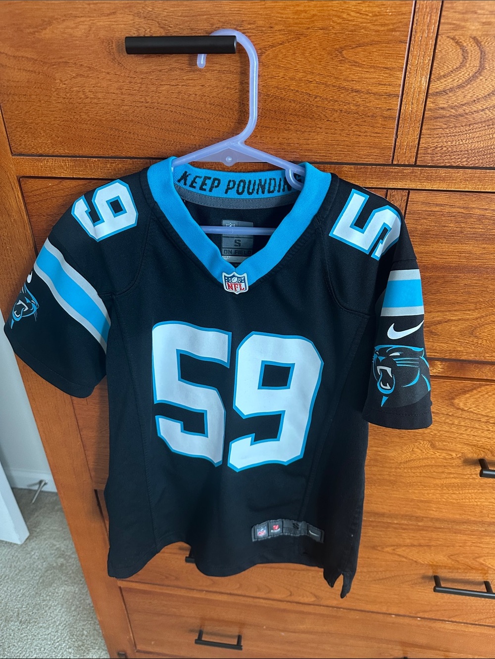 Nike Black & Blue Carolina Panthers #59 Kids Jersey